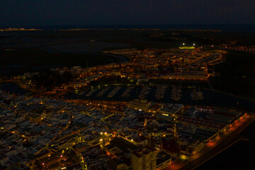 Aerial view of Sunset in Ayamonte in Huelva Spain