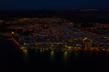 Fototapeta na wymiar Aerial view of Sunset in Ayamonte in Huelva Spain