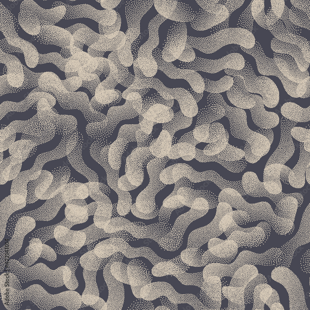 Poster trendy seamless pattern stippled abstract shapes texture vector retro colors background. hand drawn 
