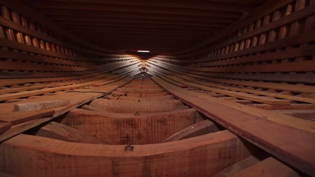 Inside View Of Dhow Boat Hull. Pedestal Down