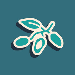 Green Date fruit icon isolated on green background. Long shadow style. Vector