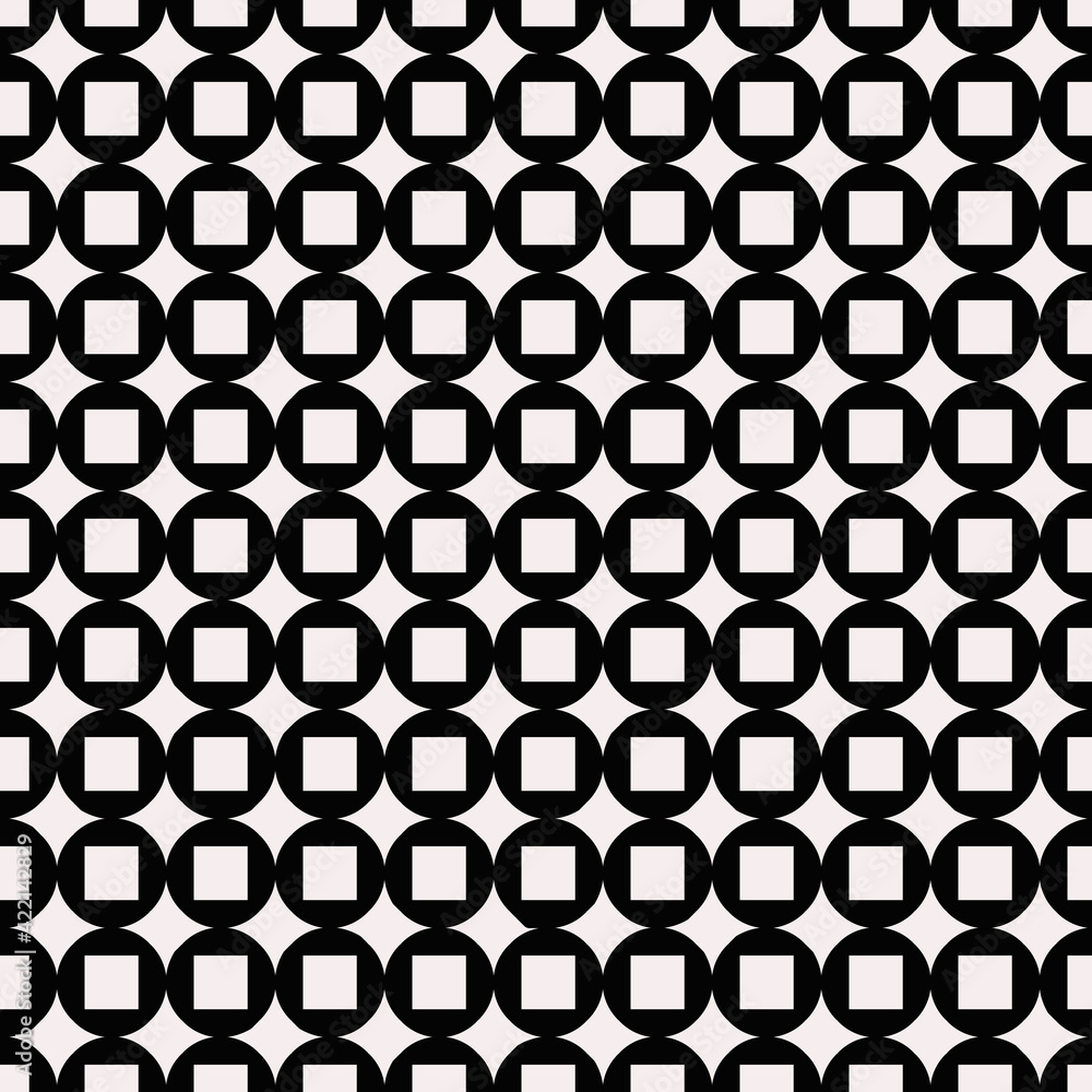 Poster Squares Inside Circles. Simple Pattern.