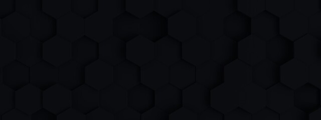 Hexagon Black background 3D Render.