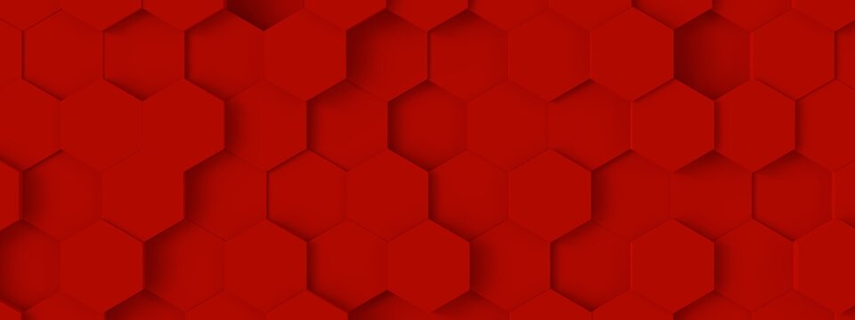 Hexagon Red Background 3D Render.