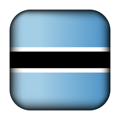 Glass light ball with flag of Botswana. Squared template icon. National symbol. Glossy realistic cube, 3D abstract vector illustration highlighted. Big quadrate, foursquare