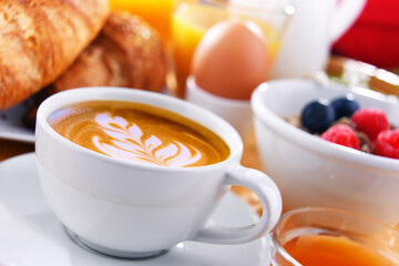 A cup of coffee with breakfast