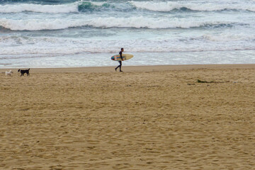 Fototapeta na wymiar Surfista.Playa de Gros, San Sebastián