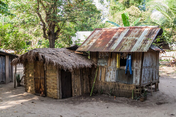 Fototapeta na wymiar Simple local house in Santa Juliana village, Luzon island, Philippines.