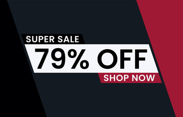 79 percent Discount sale modern banner vector illustration, Super sale 79% off shop now