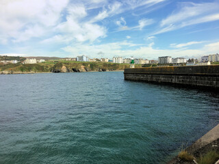 Obraz premium A view of the Isle of Man coast at Peel