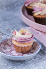 Mini cupcake with Buttercream Icing. Easter cupcake decorated with candy sprinkles.