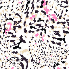 Leopard print pattern. Vector seamless background.  - 422148062