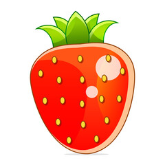 Strawberry colorful logo. Strawberry cartoon style symbol. Isolated