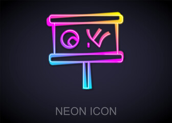 Glowing neon line Planning strategy concept icon isolated on black background. Baseball cup formation and tactic. Vector