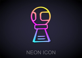 Glowing neon line Award cup with baseball ball icon isolated on black background. Winner trophy symbol. Championship or competition trophy. Sports achievement. Vector