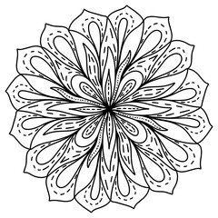 Easy mandala like flower or star, basic and simple mandalas Coloring Book for adults, seniors, and beginner. Digital drawing. Floral. Flower. Oriental. Book Page. Vector.