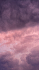 Storm clouds on the eve of a thunderstorm, purple clouds in cloudy weather.