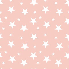 Colorful seamless pattern design with white star symbol and pastel orange background