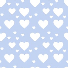 Fototapeta na wymiar Colorful seamless pattern with hearth symbol and pastel blue background