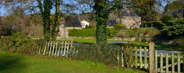 Panoramique au bord des cressonnières de Veules-les-Roses (76980), dans le département de...