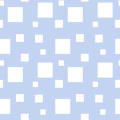 Colorful seamless pattern design with white squares and pastel blue background