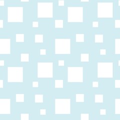 Colorful seamless pattern design with white squares and pastel blue background