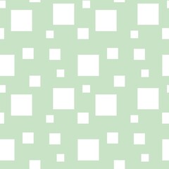 Colorful seamless pattern design with white squares and pastel green background