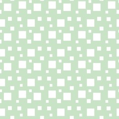 Colorful seamless pattern design with white squares and pastel green background
