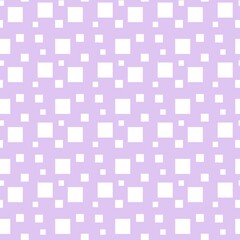 Colorful seamless pattern design with white squares and pastel purple background