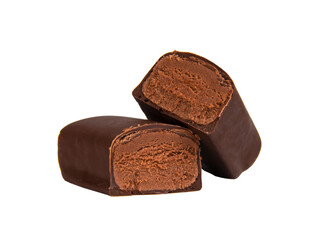 Chocolate glazed curd bar isolated on the white background