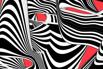 Fototapeta na wymiar Abstract linear vector background with waves and stripes