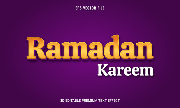 Luxury Ramadan stylish 3d text effect dark purple and orange template