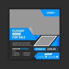 Real estate social media post template and real estate agency social media post and promotional banner