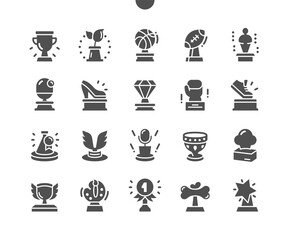 Award Collection. Trophy, prize, reward, success, target, win, winner, cup and achievement. Best award. Vector Solid Icons. Simple Pictogram