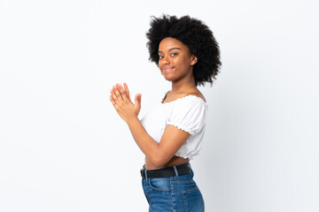 Young African American woman isolated on white background scheming something