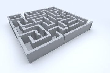 An Elevated view of Arrows Maze. 3D Rendering