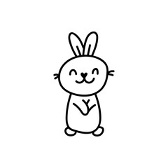 Hand drawn cute doodle easter bunny character