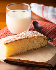 Breakfast with cake and milk