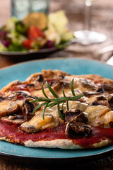 mushroom pizza on a plate