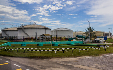 Fototapeta na wymiar Oil storage tanks in Brunei