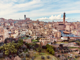 aerial view of Siena in Italy