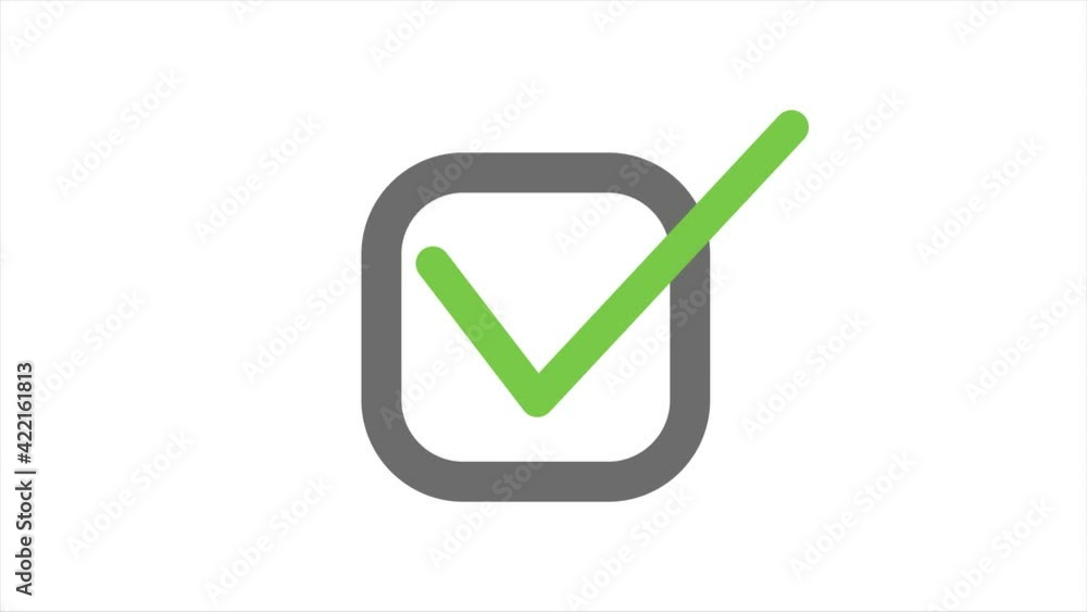 Aufkleber animation in motion graphics of a check mark symbol. symbolizing right.