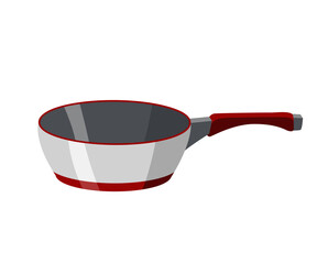 Cooking pan colorful vector illustration. Isolated icon of skillet cookware for cooking. Utensils symbol design for frying food processing