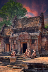 Banteay Srei - Cambodian temple dedicated to the Hindu god Shiva. Ancient Khmer ruins in the...