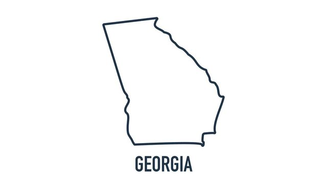 Line animated map showing the state of Georgia from the united state of america. 2d map of Georgia.