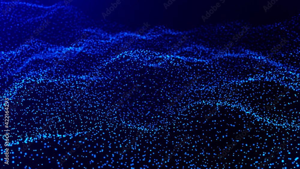 Poster big data visualization. abstract wave. digital background. 3d rendering.