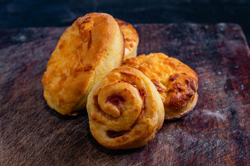 homemade chipa dough bread with cheese on wood