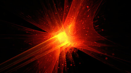 Abstract background, smooth multicolored lines on a black background.