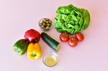 Healthy fresh organic salad ingredients of homegrown or farmer's market produce for heart healthy meals. Photo concept, food background, copy space
