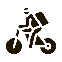 Courier Delivery by Bicycle Icon Vector Glyph Illustration